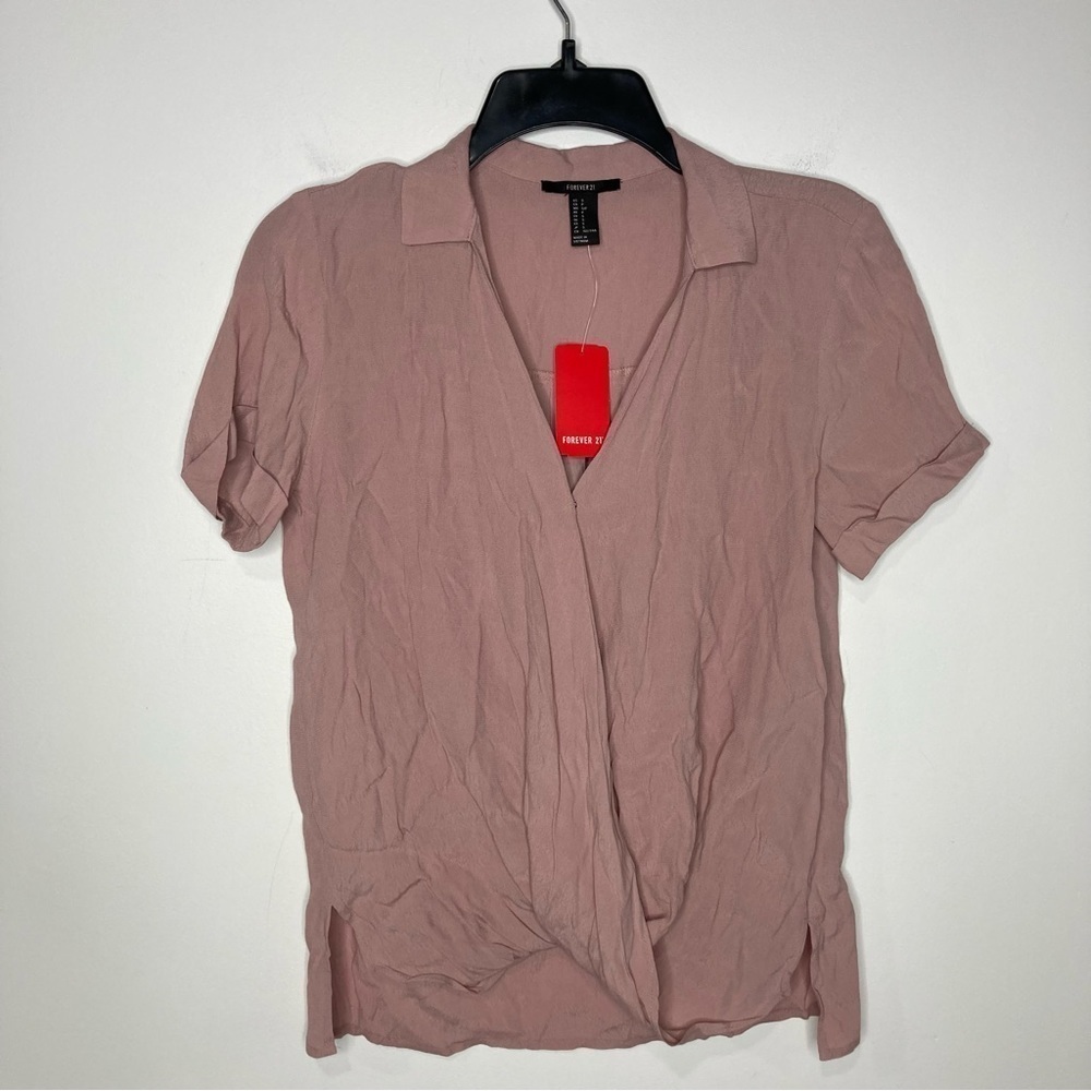 NWT Forever 21 pink faux wrap top size small